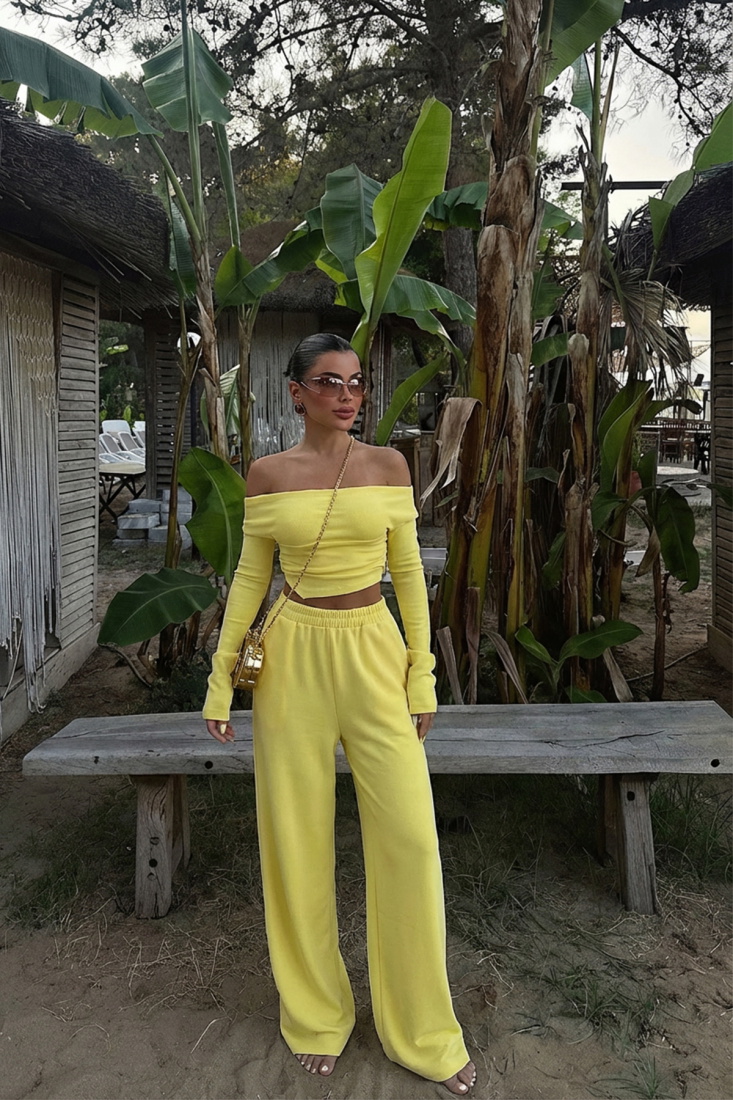 Sarı Chyler Tracksuit Takım ATE-3479 - EYYO