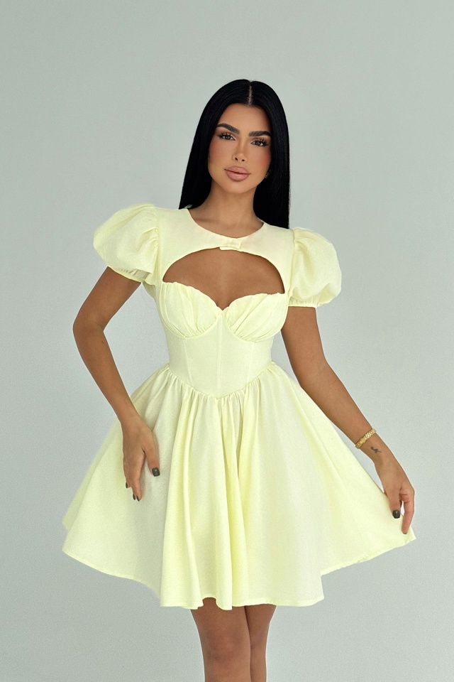 Sarı Mollie Mini Elbise ATE-3240 - 1