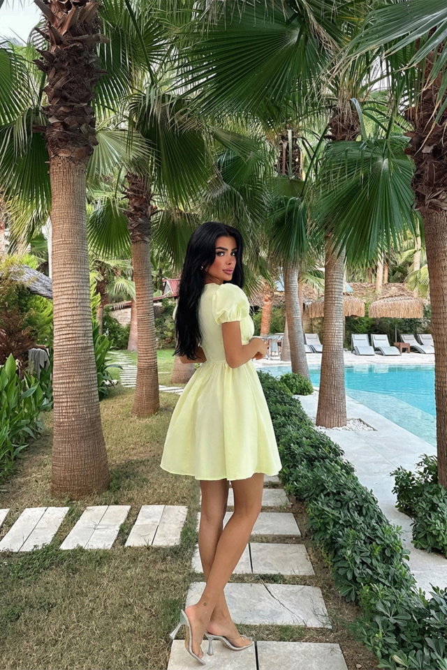 Sarı Mollie Mini Elbise ATE-3240 - 2