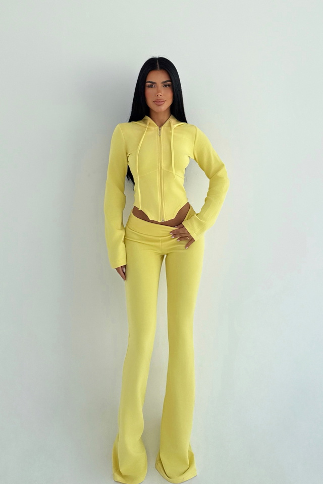Sarı Pointelle Tracksuit Takım ATE-3534 - 2