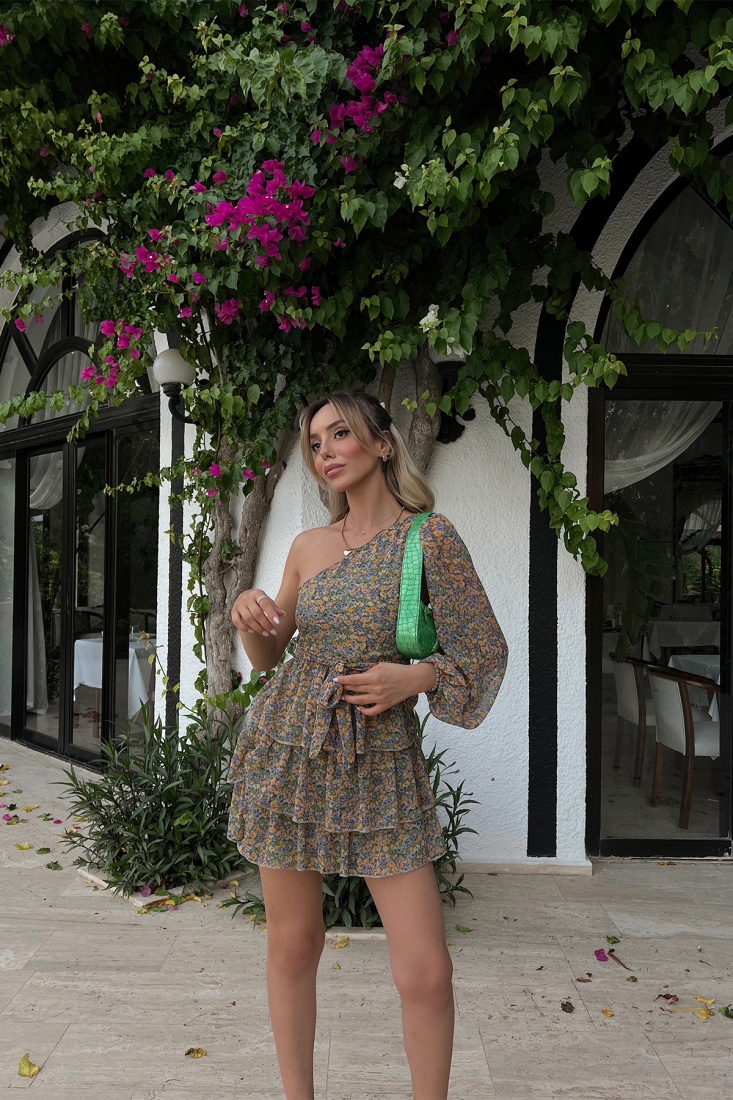 Sarı Raisa Mini Elbise ATE1635 - EYYO ATELIER