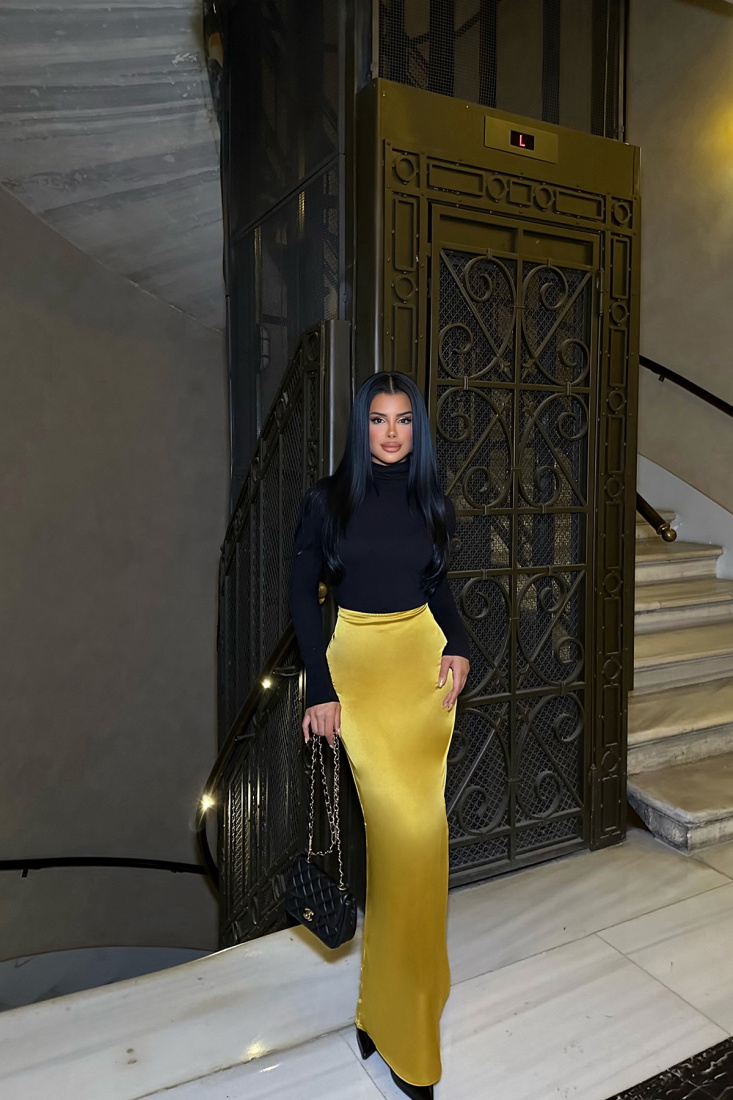 Sarı Saten Uzun Etek ATE-0226 - EYYO