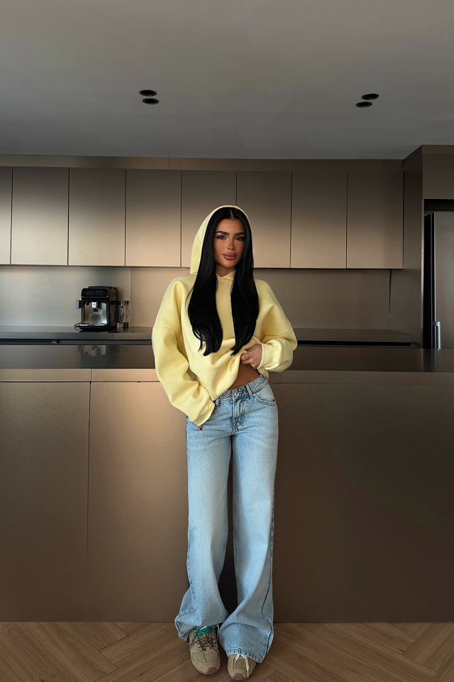 Sarı Lowell Taşlı Sweatshirt ATE-4515 - 2