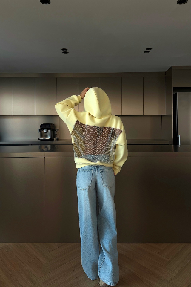Sarı Lowell Taşlı Sweatshirt ATE-4515 - 4