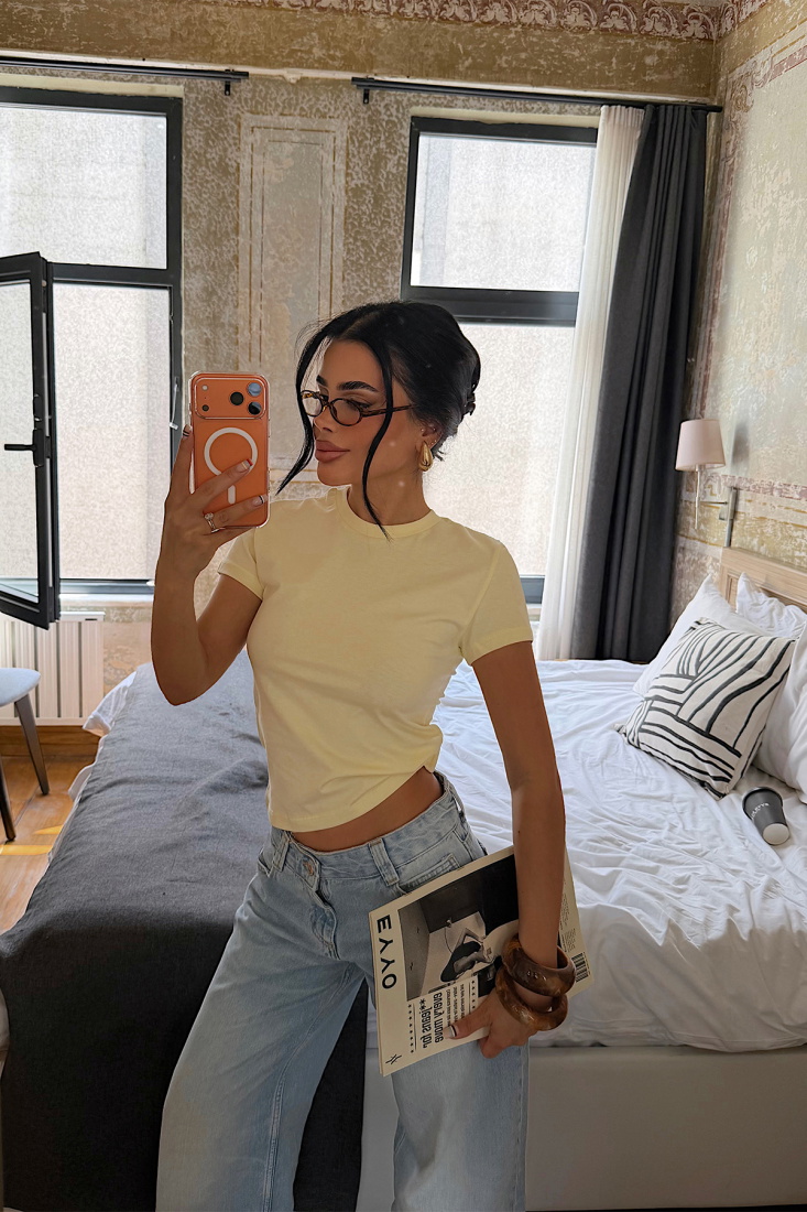 Sarı Dewbi Crop Top ATE-4935 - EYYO