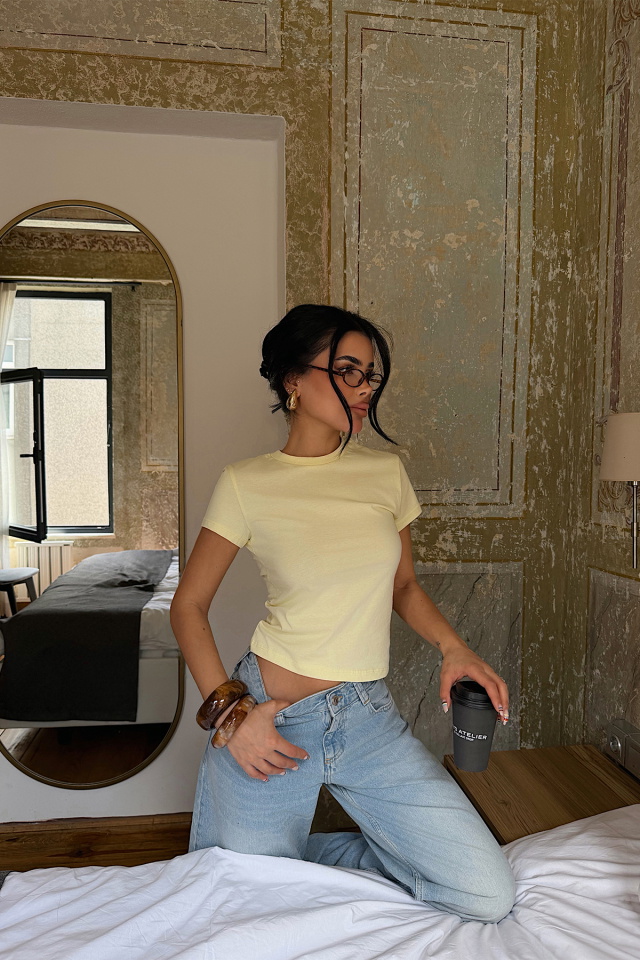 Sarı Dewbi Crop Top ATE-4935 - 4