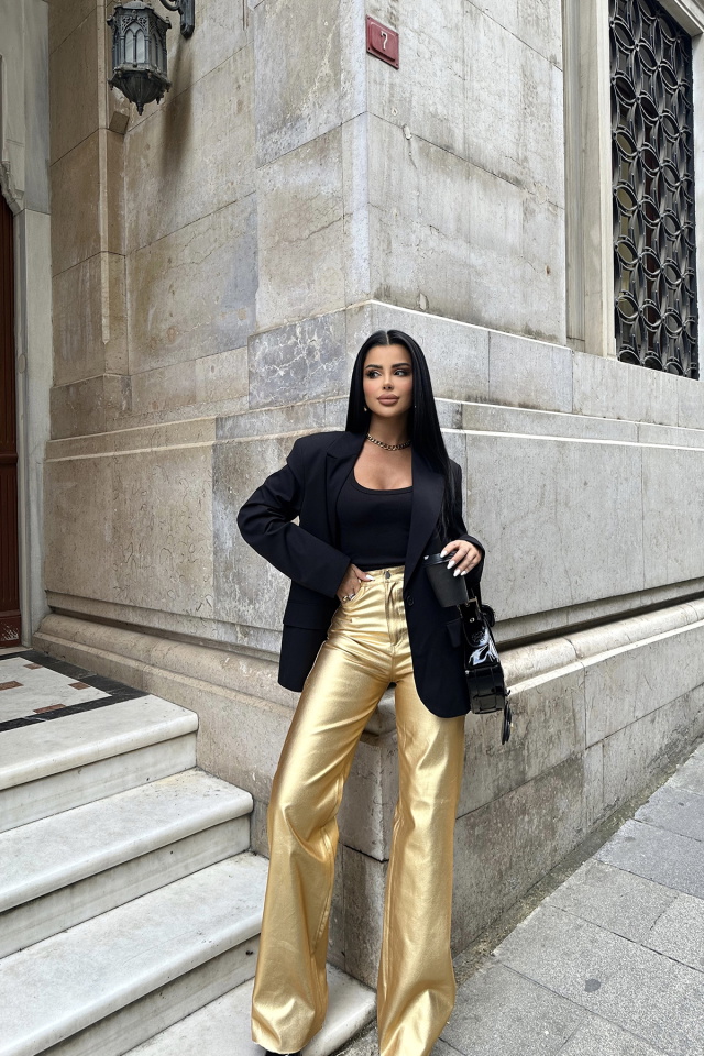 Skıvy Sarı Yüksek Bel Pantolon ATE8216 - 3