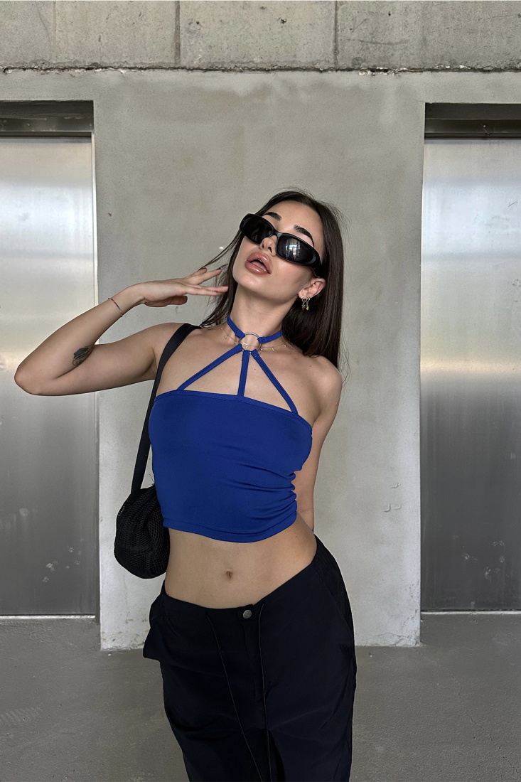 Sax Ring Detail Crop Top ATE7141 - EYYO