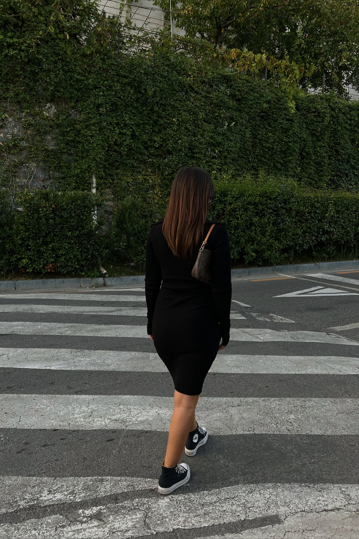 Shirt Collar Midi Dress ATE2044 - DEPPOT