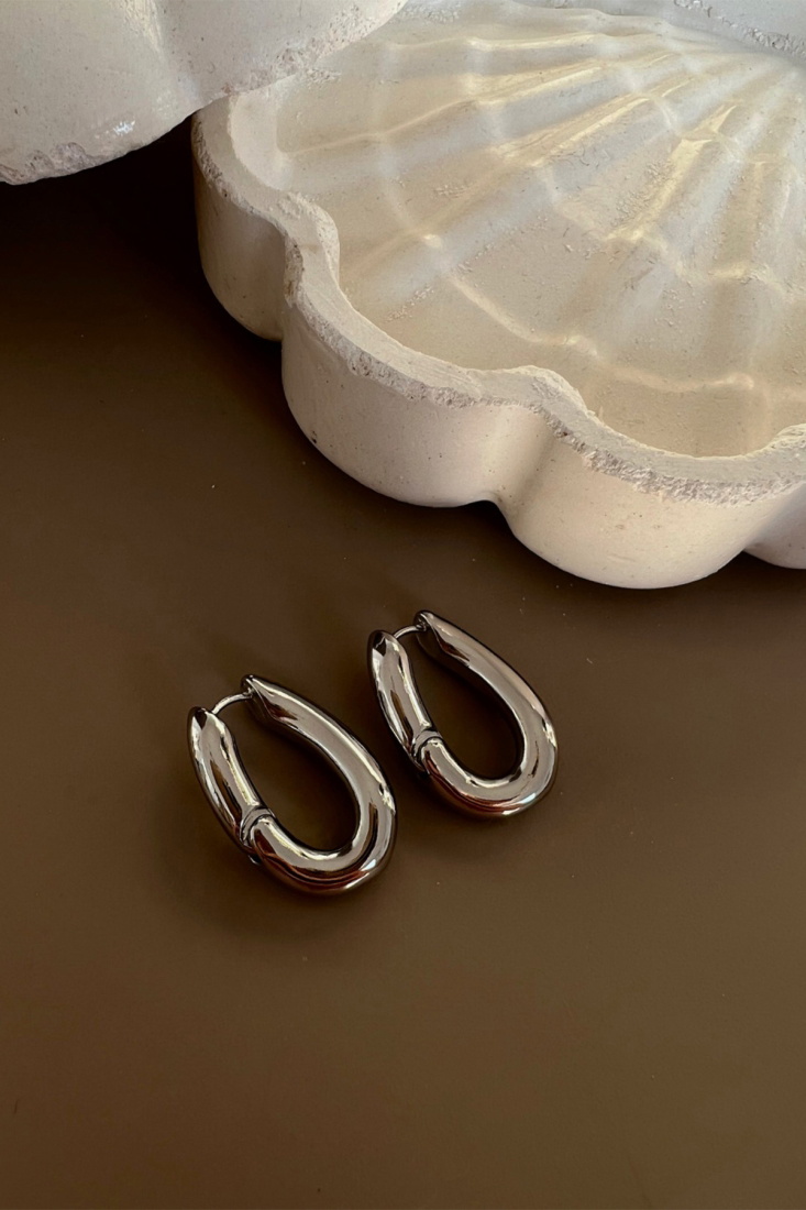 Silver Oval Küpe AK149 - EYYO