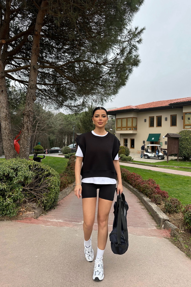 Siyah Alıce Sıfır Kol Sweat ATE-0694 - 3