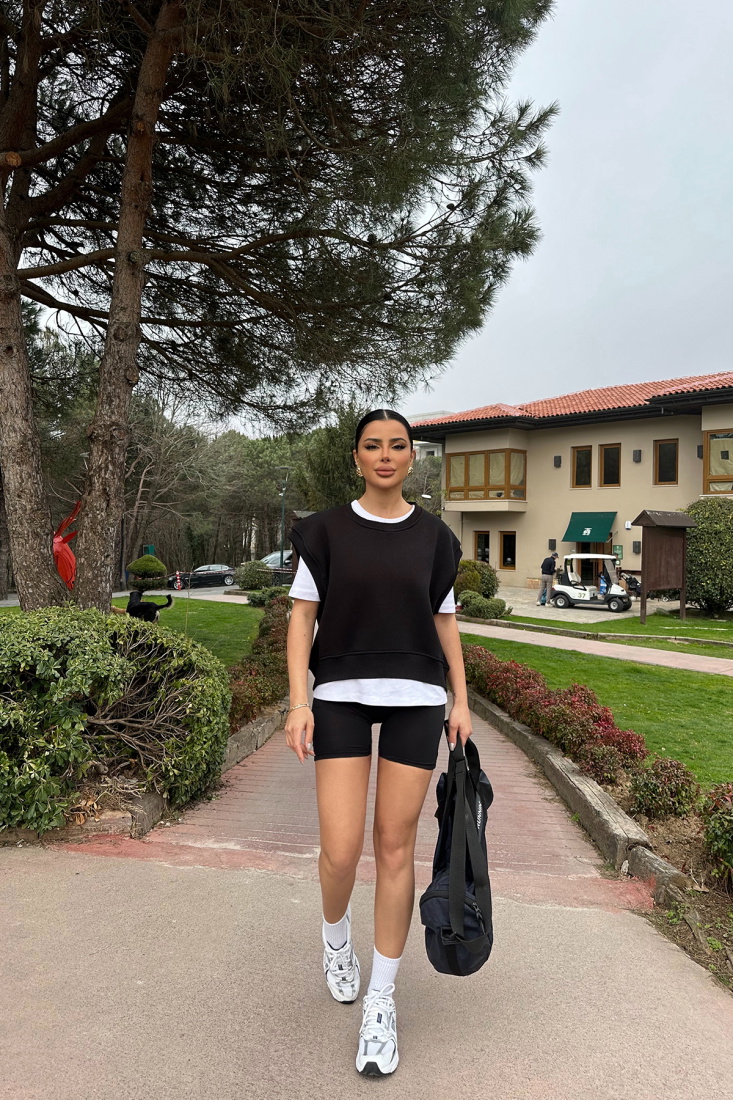 Siyah Alıce Sıfır Kol Sweat ATE-0694 - EYYO