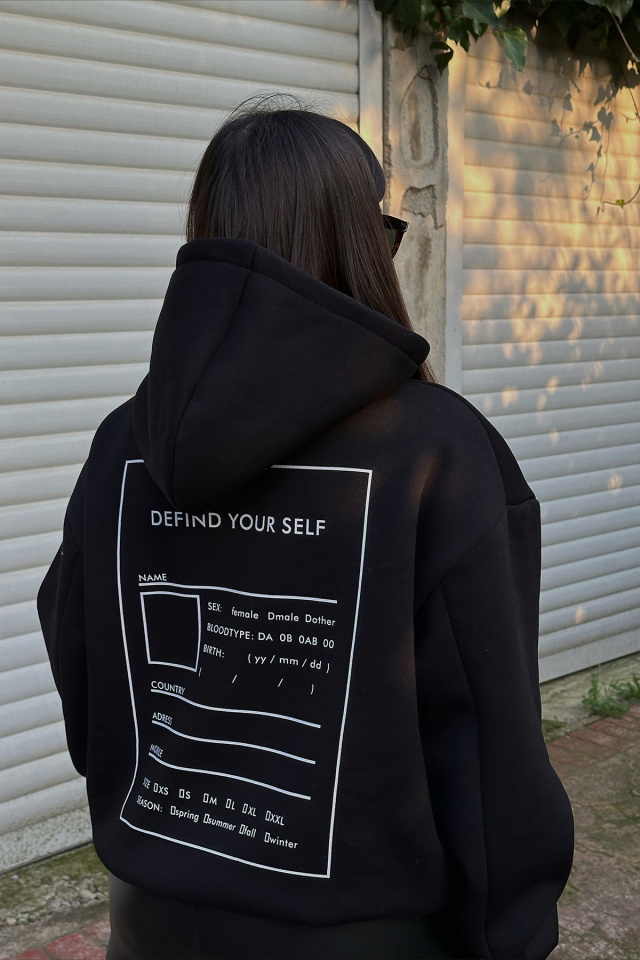 Siyah Arkası Baskılı Oversize Sweat ATE3428 