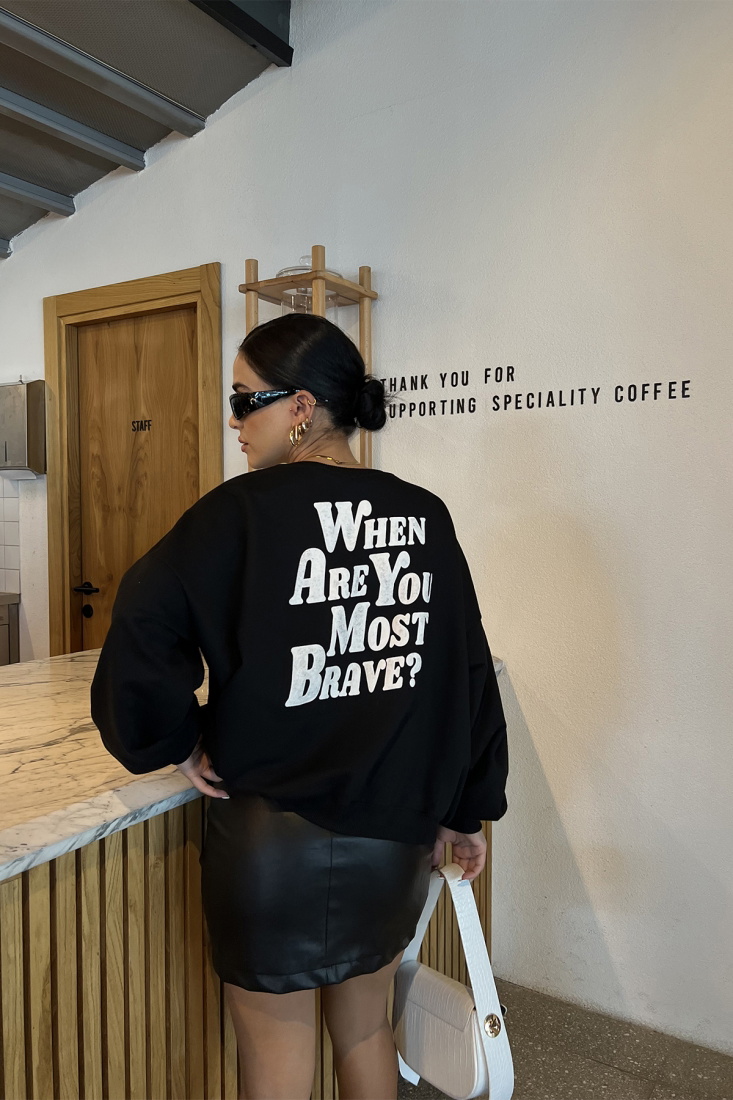 Siyah Arkası Baskılı Sweat ATE2464 - EYYO