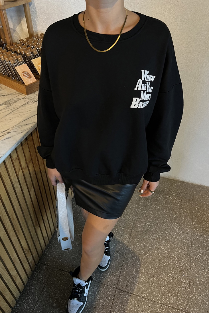 Siyah Arkası Baskılı Sweat ATE2464 - EYYO