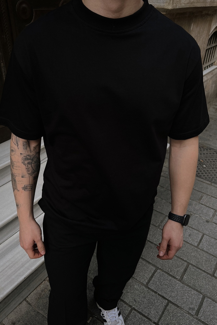 Siyah Arkası Baskılı Tişört ATE4465 - EYYO ATELIER