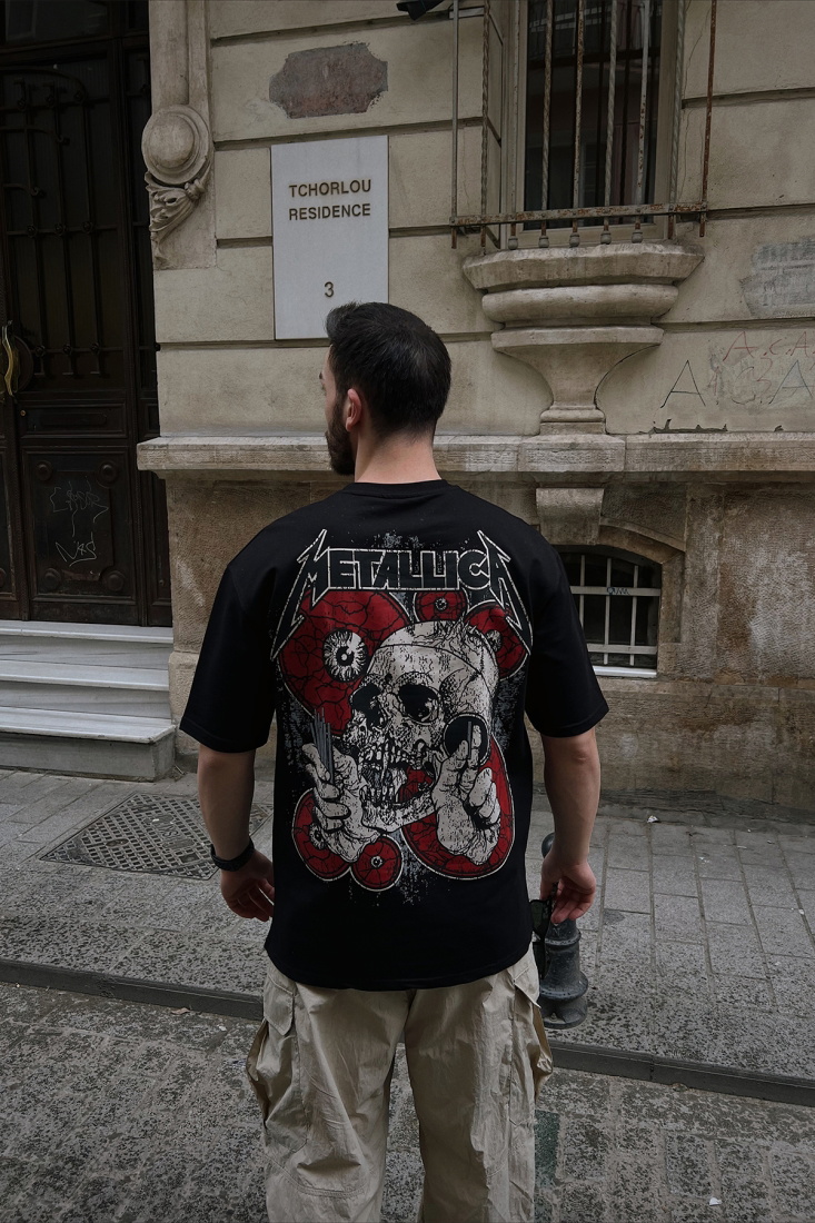 Siyah Arkası Baskılı Tişört ATE5136 - CHİLA