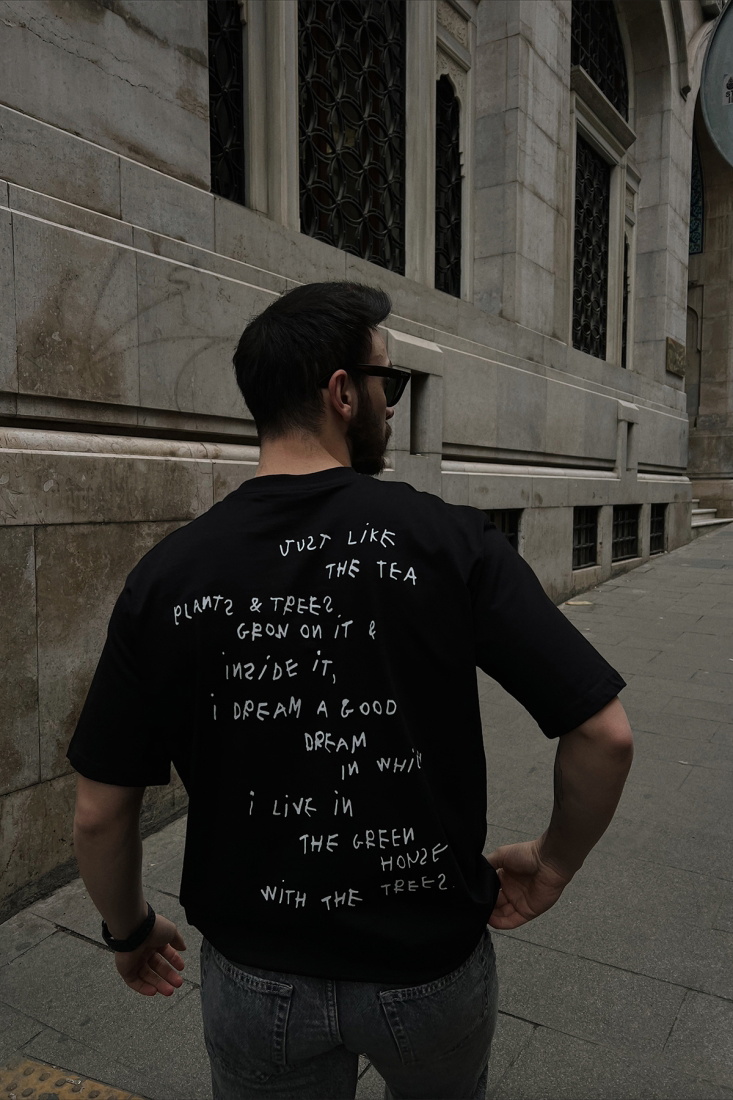 Siyah Arkası Yazılı Tişört ATE4286 - EYYO ATELIER