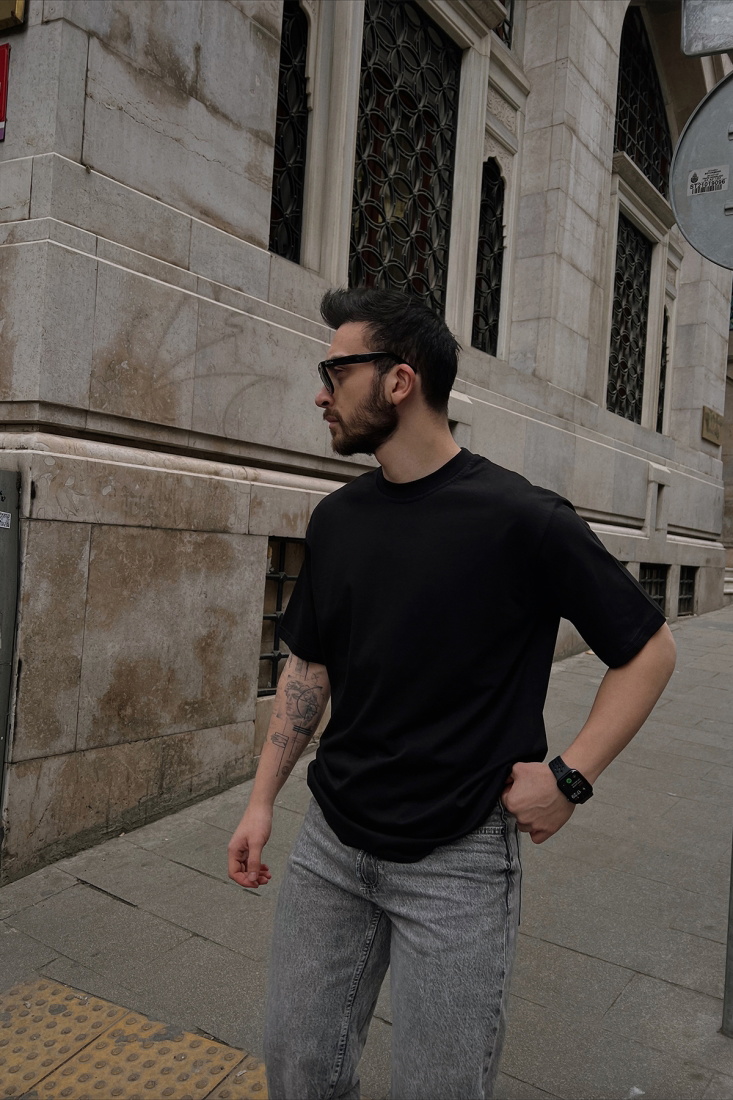 Siyah Arkası Yazılı Tişört ATE4286 - EYYO ATELIER