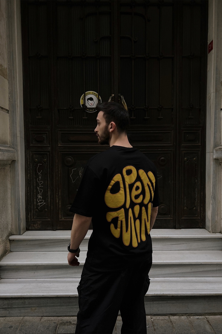 Siyah Arkası Yazılı Tişört ATE5132 - CHİLA