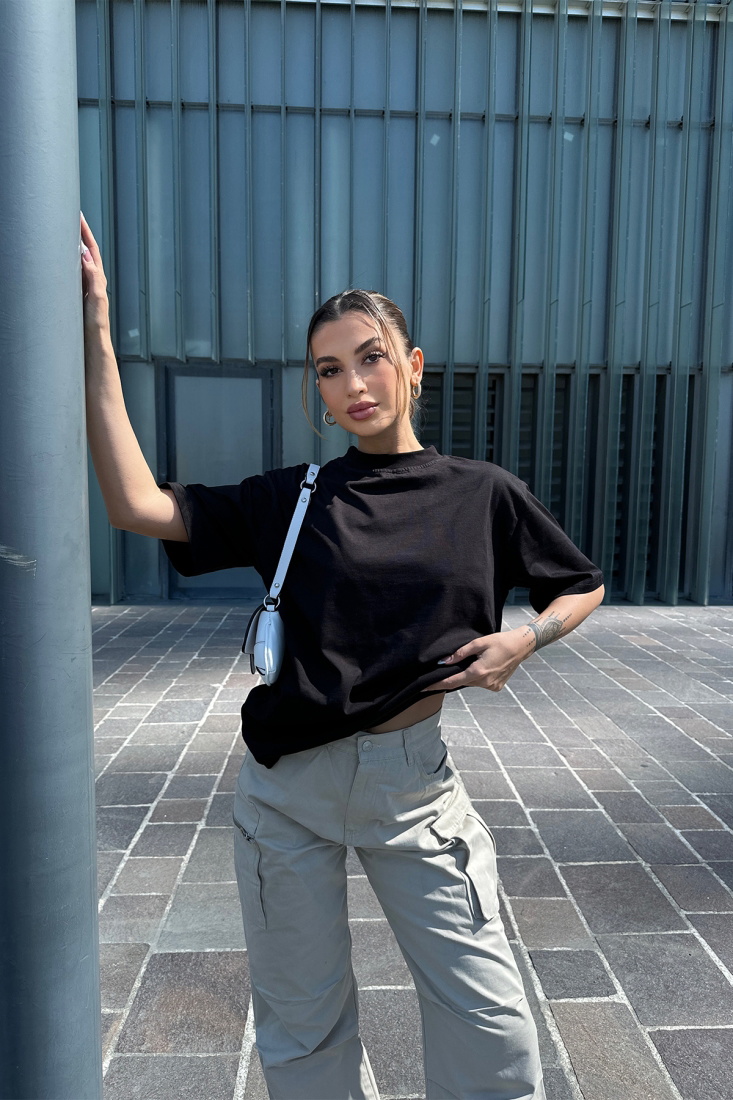 Siyah Arkası Yazılı Tişört ATE6065 - EYYO ATELIER