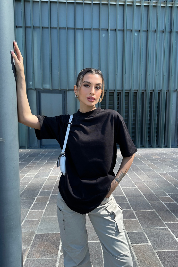 Siyah Arkası Yazılı Tişört ATE6065 - EYYO ATELIER