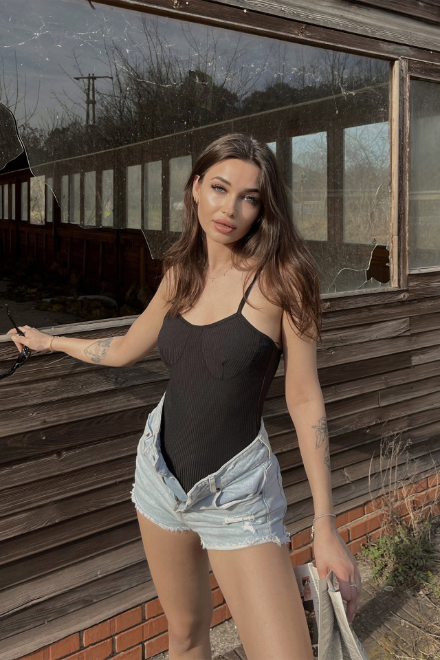 Siyah Askılı Bodysuit ATE4645 - 3