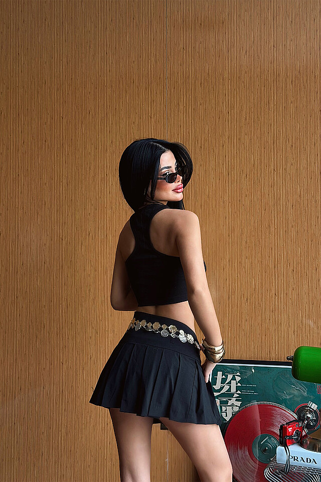 Siyah Tory Crop Top ATE-5379 - 3
