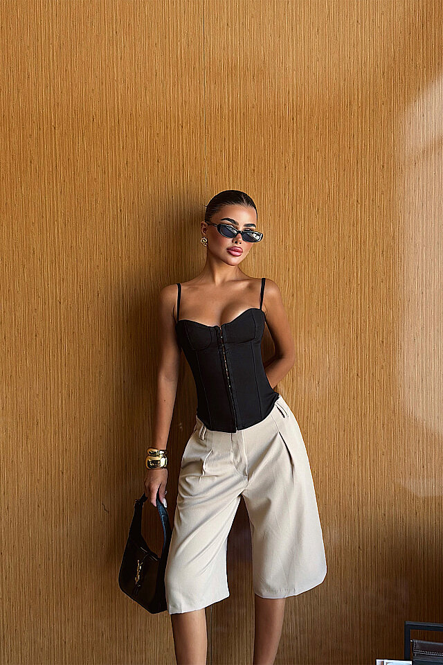 Siyah Yenomi Crop Top -