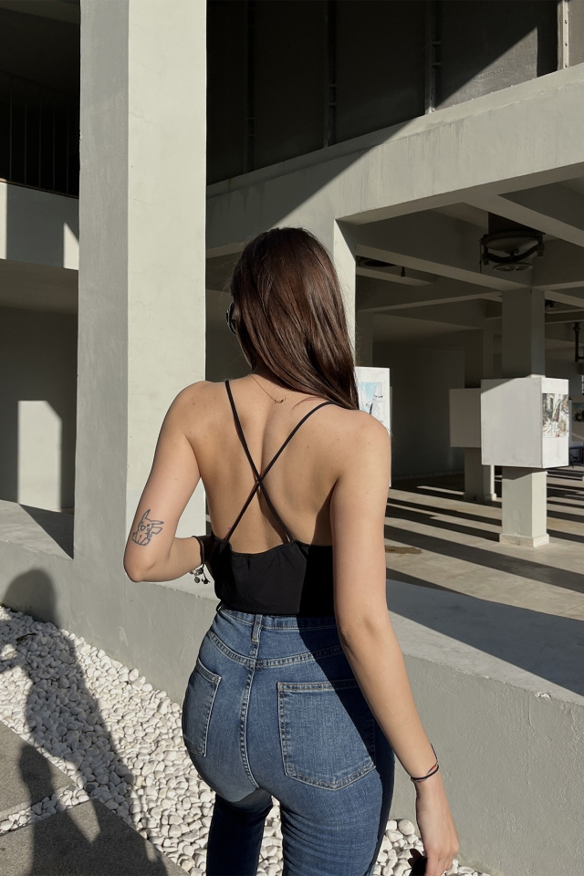 Siyah Askılı Crop Top ATE5165 - 6
