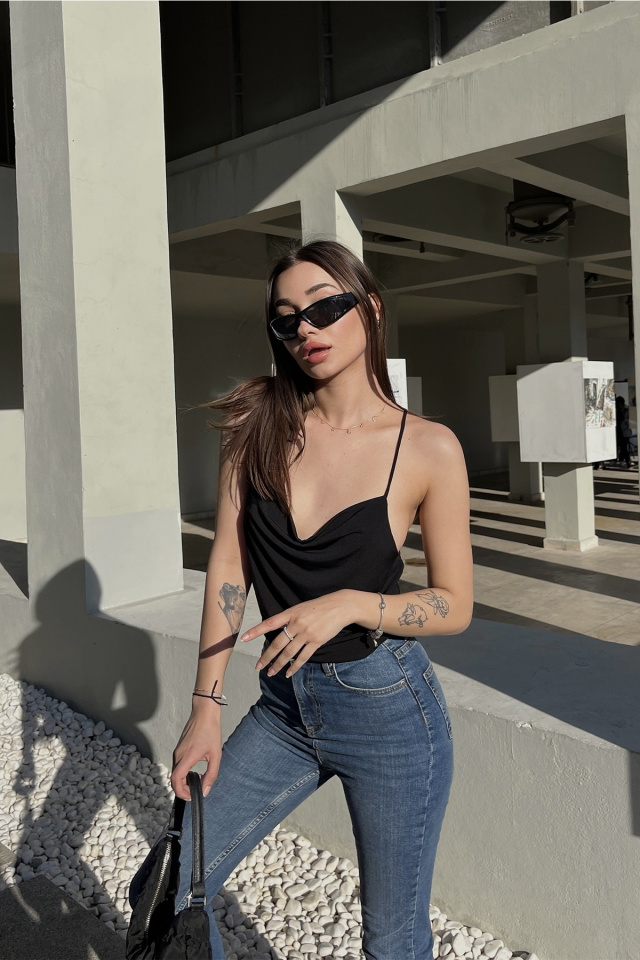 Siyah Askılı Crop Top ATE5165 - 5