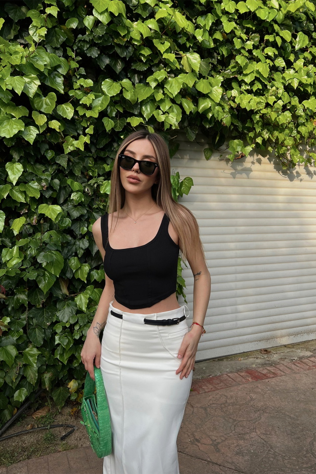 Siyah Askılı Crop Top ATE6433 - 2