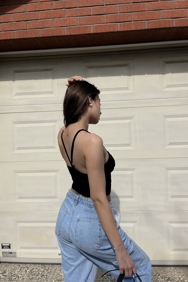 Siyah Askılı Crop Top ATE6485 - 6