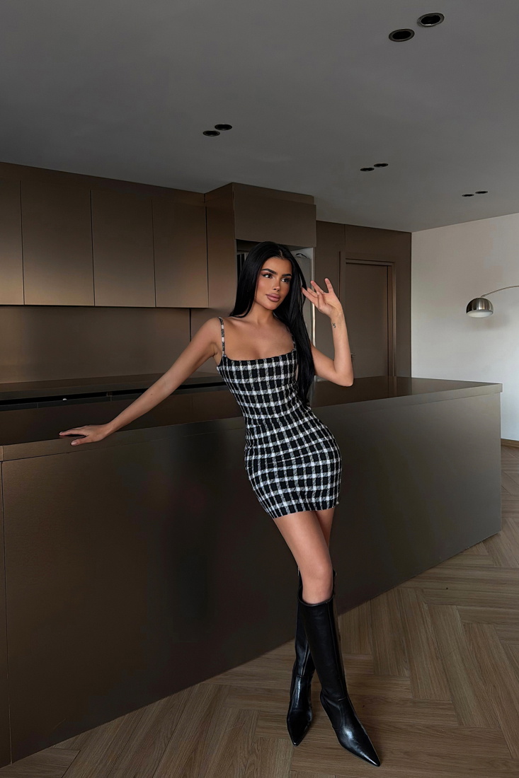 Siyah Hazely Mini Elbise ATE-4254 - EYYO