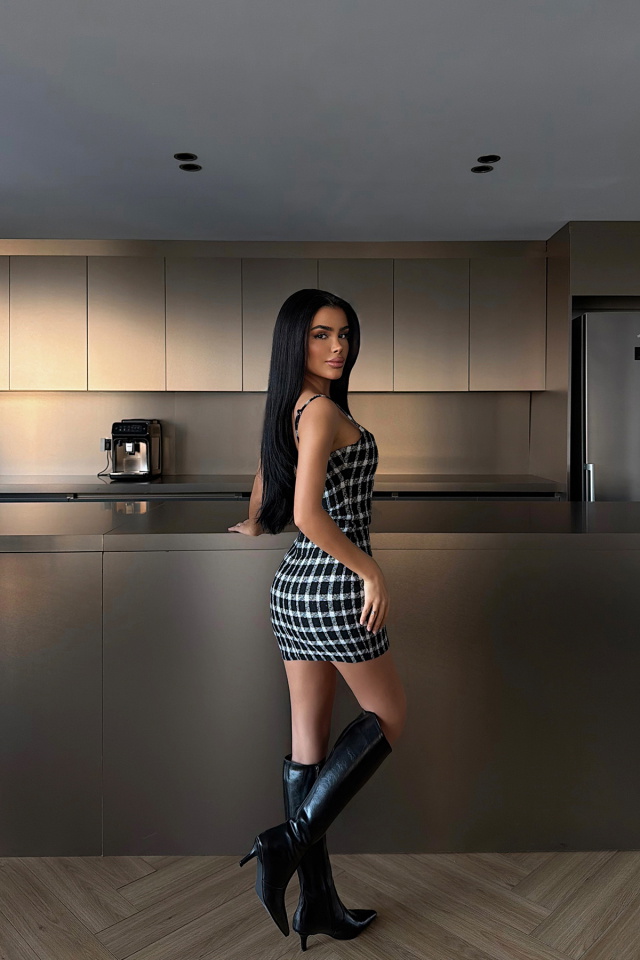 Siyah Hazely Mini Elbise ATE-4254 - 4