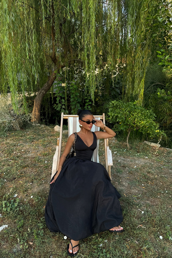 Siyah Amara Uzun Balon Elbise ATE-1361 - EYYO