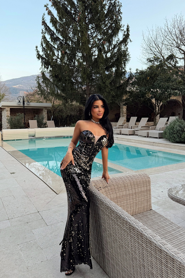 Siyah Askılı Elbise ATE-4648 - 3