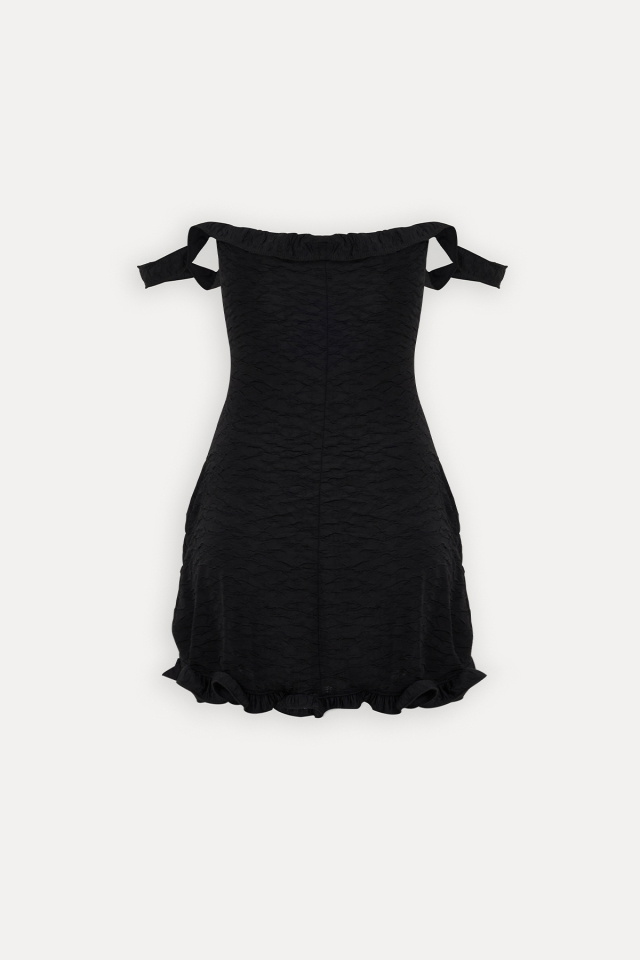 Siyah Askılı Mini Elbise ATE-1425 - 5