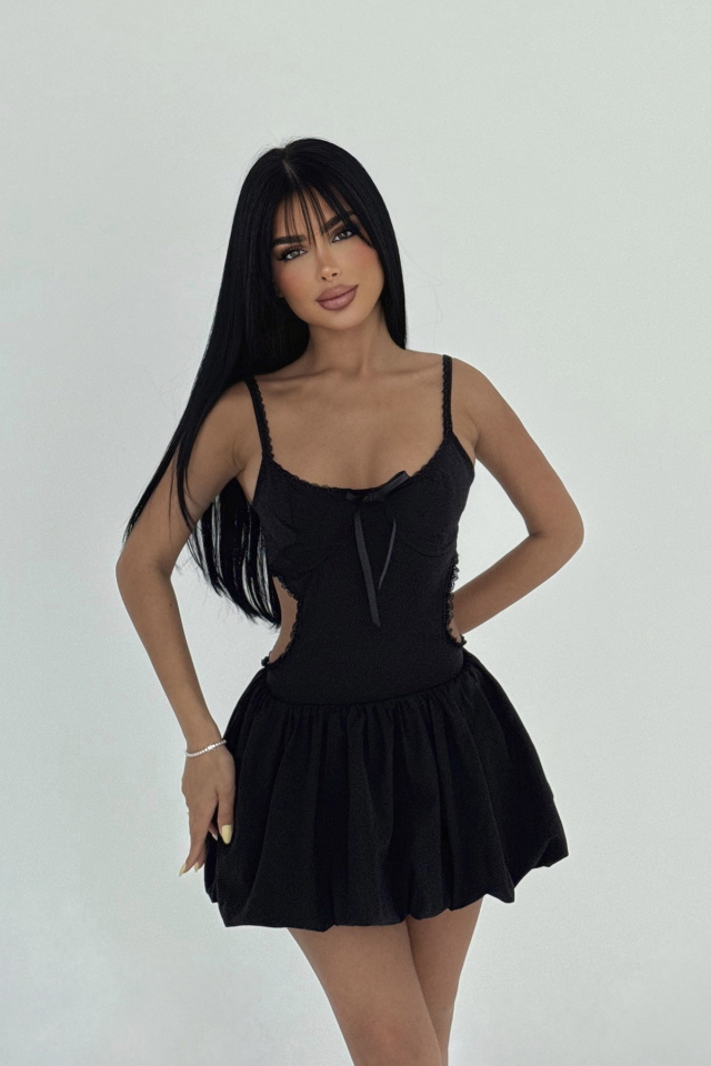 Siyah Lissett Mini Elbise ATE-2857 - 1