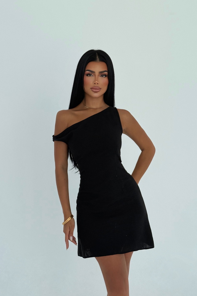 Siyah Briola Mini Elbise ATE-3122 