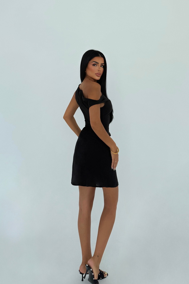 Siyah Briola Mini Elbise ATE-3122 - 3