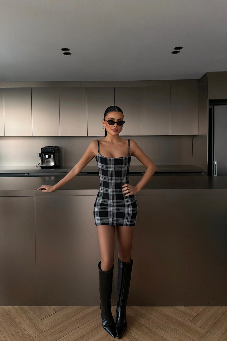 Siyah Hazely Mini Elbise ATE-4253 - EYYO