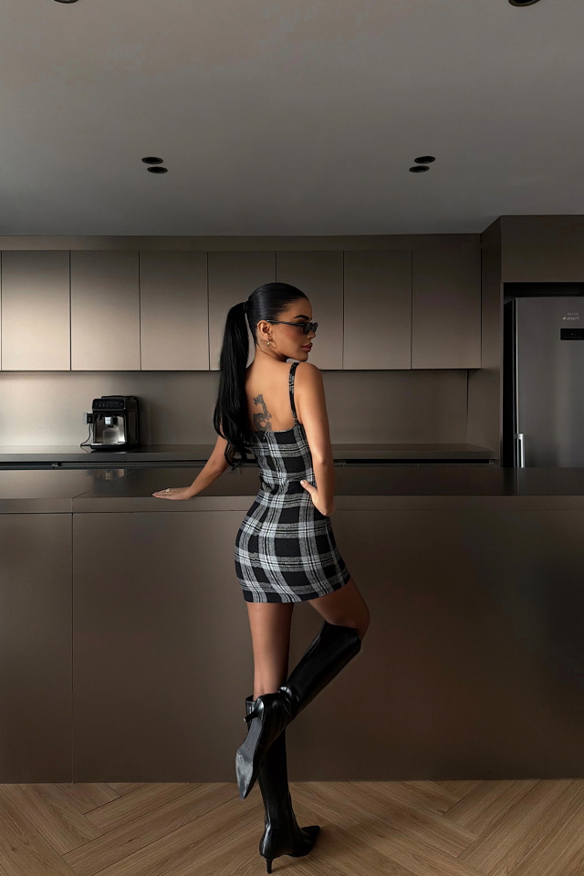 Siyah Hazely Mini Elbise ATE-4253 - 4