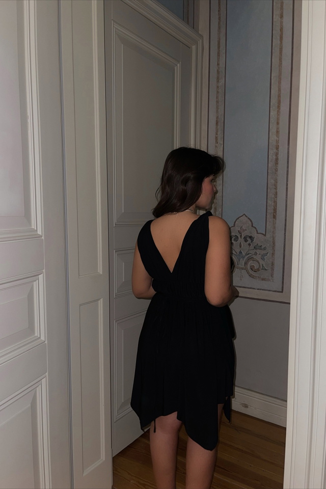 Siyah Askılı Mini Elbise ATE3627 - 2