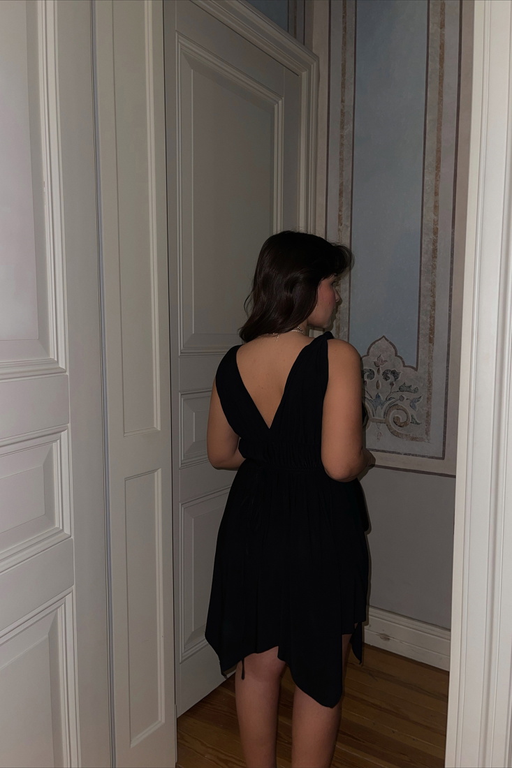 Siyah Askılı Mini Elbise ATE3627 - EYYO