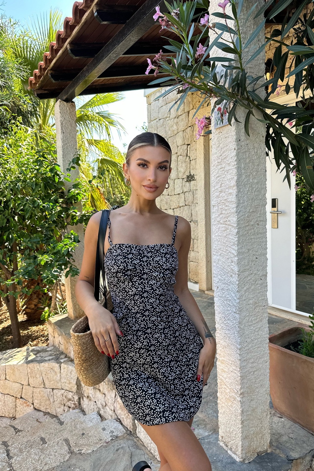 Siyah Askılı Mini Elbise ATE7779 