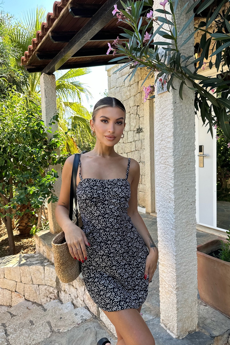 Siyah Askılı Mini Elbise ATE7779 - EYYO