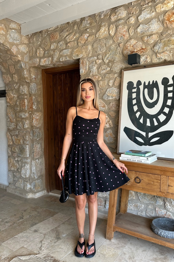 Siyah Askılı Mini Elbise ATE8061 - EYYO