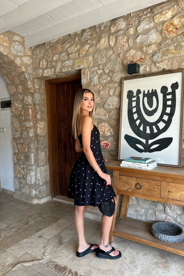 Siyah Askılı Mini Elbise ATE8061 - 5