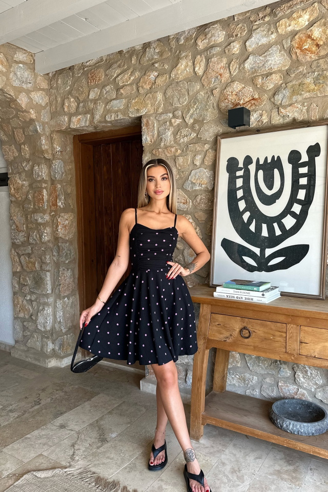 Siyah Askılı Mini Elbise ATE8061 - 4